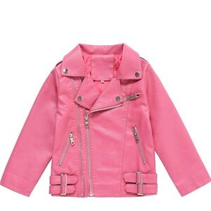Stylish Pink Kids Biker Jacket